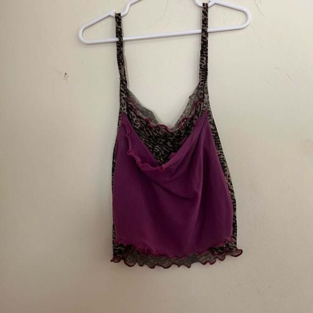 Vintage Urban Outfitters Purple and Leopard Print Top